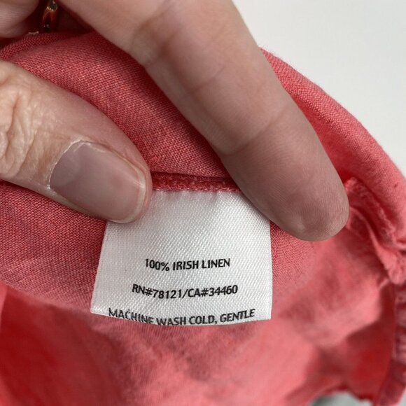 Eileen Fisher Shirt Women’s XS pink orange irish linen embellished blouse top - Picture 5 of 6